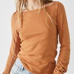 Free People We The Free Womens Lizzy Long Ruched Sleeve Top Size S Golden Nugget Photo 0
