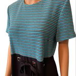 Positive Attitude Vintage 90s Witchy Goth Punk Striped Belted Maxi Shirt Dress Blue Size 12 Photo 1