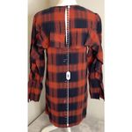 BCBGMAXAZRIA New! Orange & Black LongSleeve Plaid Ruffled Dress Medium Photo 3