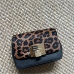 Michael Kors Tina Crossbody Bag Leather Calf Hair Black Leopard Convertible Photo 9