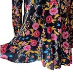 EXPRESS  Floral Long Sleeve Multicolor Black Romper V-Neck Cross Ties Women’s 10 Photo 8