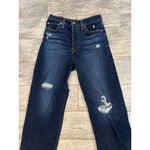 Levi's Levi Strauss Denim Jeans Ribcage Straight Ankle‎ size 27 Button Fly Distressed Photo 4