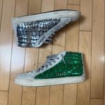 P448 Skate High Top Sneakers Silver & Green Faux Snakeskin Pattern Size 39 / 9 Photo 1