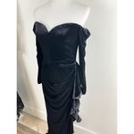 Badgley Mischka  Black Velvet Off Shoulder Long Sleeve Evening Gown Size 4 Photo 16