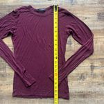 Brandy Melville  Womens Burgundy Long Sleeve Shirt Soft Stretch One Size Photo 4