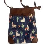 None Rare unbranded llama crossbody blue and brown phone bag/purse Photo 0