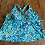 Lands' End Women Teal Green Paisley Racerback Tankini Swim Suit Top Plus Size 16W Photo 5