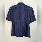 Christian Dior  blazer skirt set navy blue pinstripe short sleeve vintage USA 6 Photo 2