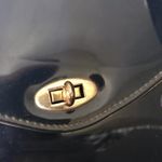 NAVY BLUE PVC VINTAGE 1960'S TOP HANDLE SATCHEL HAND BAG Photo 7