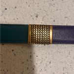 Doncaster M Italian Leather Color Block Belt Teal Navy Purple Gold Statement 37” Photo 5