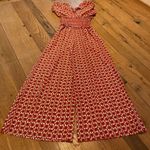 Max Studio  Wide Leg Double V Rouched Shoulder Smocked Waist Pull On Red Poppy XS Photo 8