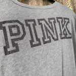 PINK - Victoria's Secret  Gray Rhinestone Glitter Logo V Neck Top Large Photo 4