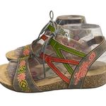 L'ATISTE Spring Step L'Artiste 38 (7.5- 8 )Loma Lace Up Cork Wedge Sandals Photo 0