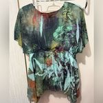 Ny Collection  Green and Blue Floral Blouse Photo 1