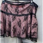Vintage PIA Pleated Skirt Pink Black Embroidered Lace Hem Mini Made in USA Photo 9