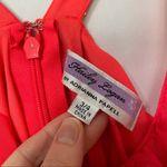 Hailey Logan  Neon Orange Prom Dress Womens 4 Short Draped Barbie Mini Rhinestone Photo 3