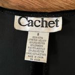 Vintage Cachet Faux Fur Black Velvet Trim Surplice Top Size 8 Photo 4