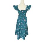Hill House  - Ellie Nap Moody Floral Teal Dress Sz XXS Photo 8