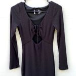 Princess Polly  Womens Size 4 black long sleeve ribbed double cutout dress Photo 2