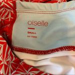 Oiselle  Cropped Stretch Red Gray Print Stretch Running Tights Leggings Small S Photo 5