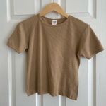RE/DONE Redone Hanes 90’s Cap Sleeve T-Shirt Ribbed Crew Neck Sand Beige Baby Photo 0