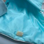 Vintage padded intimates bag. Satin with rose decor. Blue Photo 5