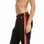 Aviator Nation  Classic Sweatpants Velvet Stripes Jogger Gray Black‎ Size Small Photo 0