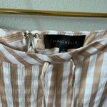 Majorelle  Theo gingham check print tan and cream wide leg pants w/ tassel detail Photo 4