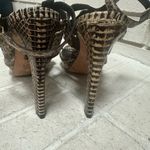 BCBG Maxazria Sexy Snakeskin Leather Strapped Studded Stiletto Heels 9 Thera Photo 3