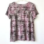 Croft & Barrow  Pink Black White Tweed Print Short-Sleeve T-Shirt Blouse Large Photo 1
