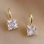 Women's CZ Cubic Zirconia Diamond Dangle Drop Hook Earrings Gold Photo 0