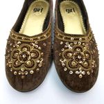Elle  Girl Giovanni Embroidered Sequin Beaded Ballet Flats Shoe Brown Size 6.5 Photo 2