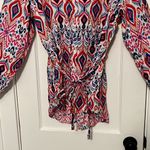 Boden rosie 100% linen tunic top button front multicolor ikat size 10R preppy Red Photo 7