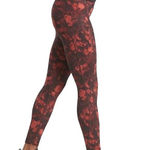 Athleta  Rainier Printed Tight Frozen Floral Warm Leggings XS Red Black 7/8 EUC Photo 0