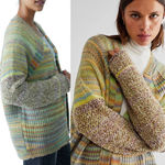 Free People Sedona Cardigan in Chocolate Lime Combo NWT Size Small $198 Oversize Photo 4