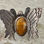 Vintage Taxco Sterling Silver Butterfly Ring w/ Tiger’s Eye – Signed JSS Photo 1