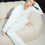 Sans Faff Rachel Enviro Ribbed Flared Leggings Women's White Tall Knit Pull On Size undefined Photo 0