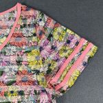 LuLaRoe  Womens Medium Pink Floral Striped Short Sleeve Classic T T-shirt Photo 2