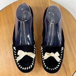 Banana Republic  Suede Moccasin Shoes Cream Bow Black 7 Flats Photo 4