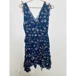 THAKOON Navy Lotus Print Shirred Waist Ruffled Hi Photo 2
