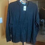 Members Mark Rib Trim Luxe Cashmere Blend Hoodie Black Soot Size Medium NWT Photo 0