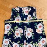Rose + Olive Floral, Pleated, Flowy, Dressy Tank, Navy Blue, Peach, Size L Photo 9