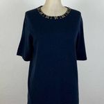 Pure Collection Blue Jeweled Cashmere Top Size 10 Photo 0