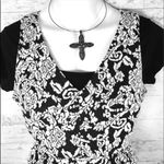 Motherhood  Maternity Empire Black/White MIDI Dress Sz M XC Photo 1