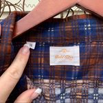 Vintage Gold Star plaid pearl snap western shirt blue orange Size L Photo 1