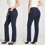 Betabrand Straight Leg 4 Pocket Long Inseam Yoga Denim in Dark Indigo Photo 2