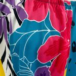 Vintage 80s Mumu Mini Dress Tropical Floral Colorblock Stripe Animal Print Aline Blue Size 16 Photo 4