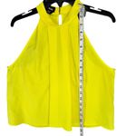Bebe  Halter Top Womens XS Yellow Pleated Front Keyhole Summer Timeless Modern Photo 8