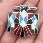 Indian Lore Genuine Copper Porcelain Enamel Inlaid Thunderbird Clip On Earrings Photo 3