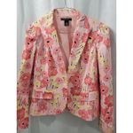 Apostrophe Vintage Womens Blazer Pink Floral Stretch One Button Career Size 8 Photo 6